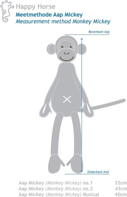 Happy Horse-Monkey Mickey Musiekdoosje 34 cm- Ivory
