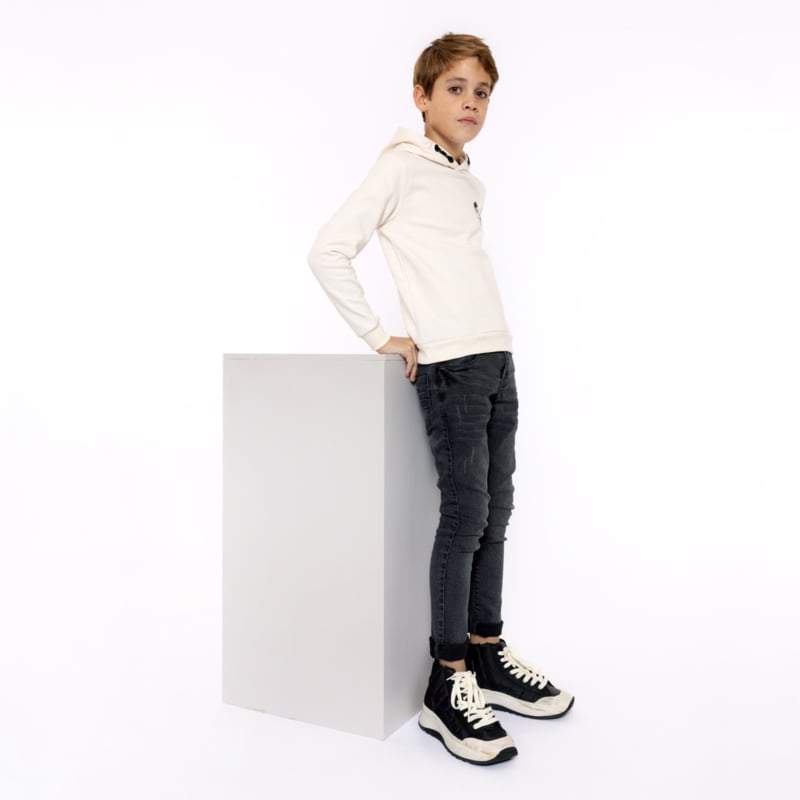 No Way Monday-Jongens Broek Super Stretch skinny- Zwart