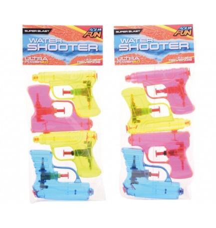 Johntoy-Aqua fun waterpistool 4-pack shooter +/- 11 cm.-Meerdere kleuren