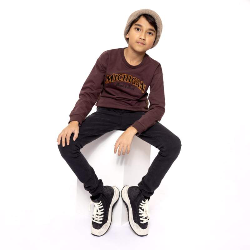 No Way Monday-Jongens Sweater gevallen shouder- Aubergine