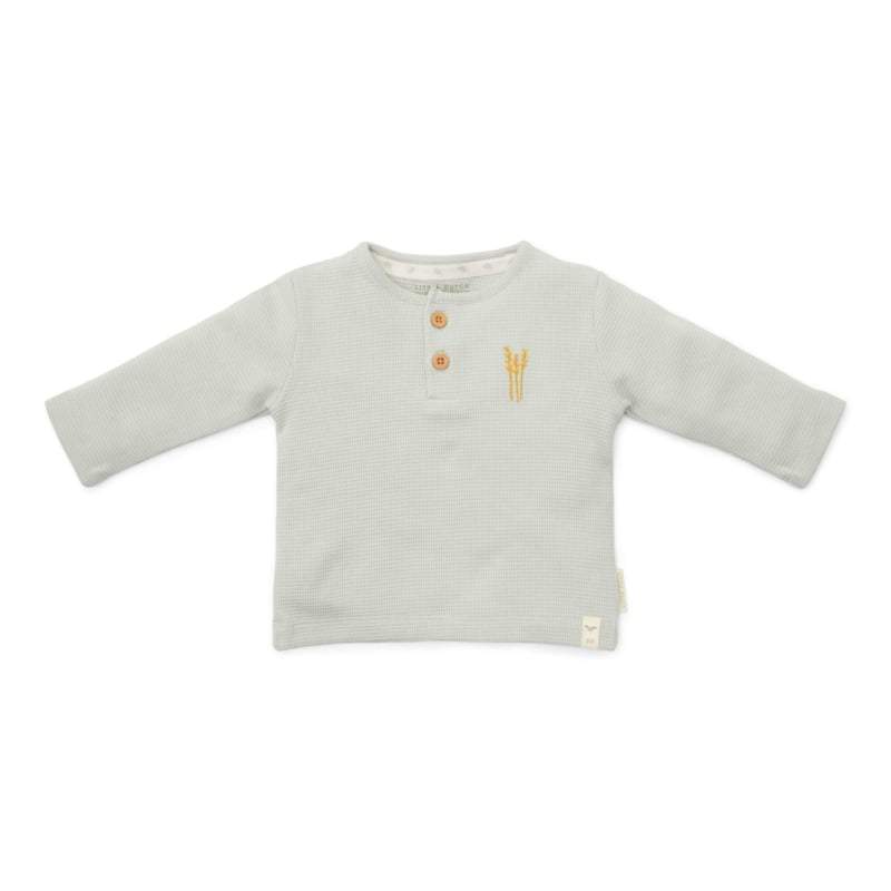 Little Dutch-T-shirt lange mouw- Wafle Zacht groen