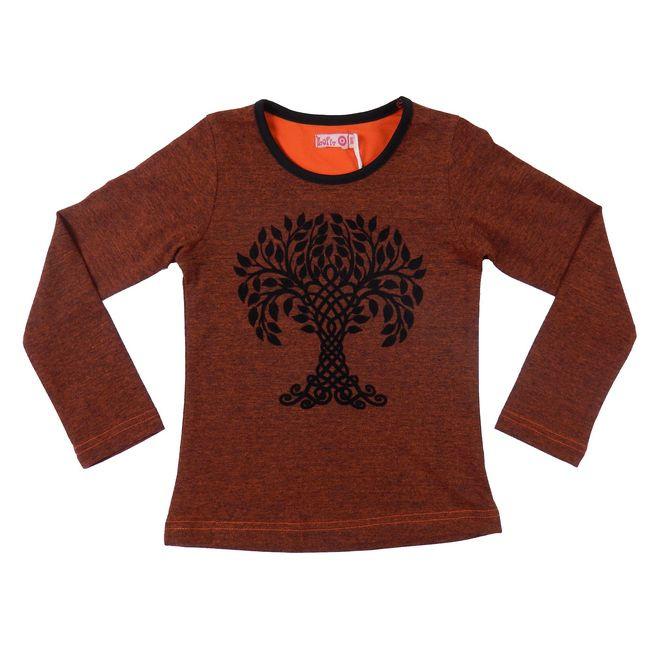 LoFff-Meisjes Colourful shirt- Bruin-Oranje zwart