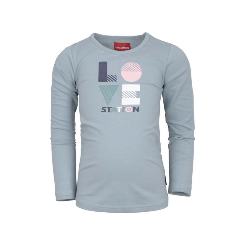 Lovestation22-Meisjes Shirt Longsleeve Rozemarijn-Licht Blauw