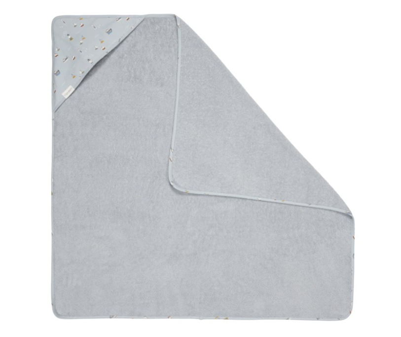 Little Dutch-Handdoek met capuchon Sailors Bay-75x75 cm -Blauw