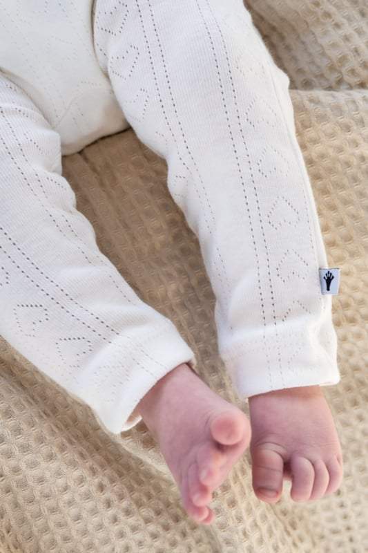 Klein Baby-Broek met omslag-Jaquard-Gebroken wit