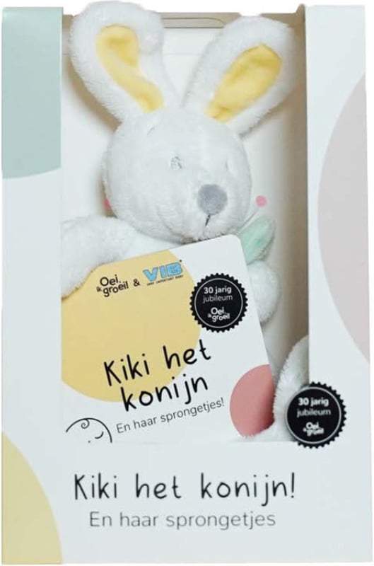 VIB-Pluche Konijn houdt doekje vast-Oei ik groei-White-Mint