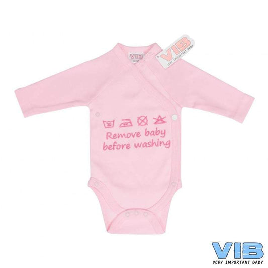 VIB-Meisjes Romper Remove baby before washing-Roze