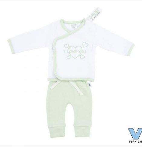 VIB-Baby pakje- 2-Delige- I Love you -Wit-mint