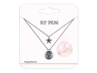 Klostermann-Dubbele ketting ster-smiley-Zilver