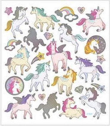 CW-Stickers vel 15x16 5 cm circa 27 stuk unicorns 1vel-meerder kleuren