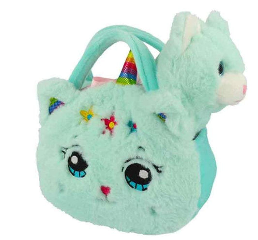 Knuffel met handtasje Cuties-Kat Licht blauw