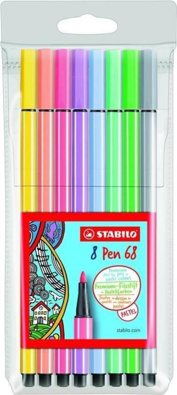 Stabilo pen 68 pastel etui- Viltstiften-C.W.-Multicolor