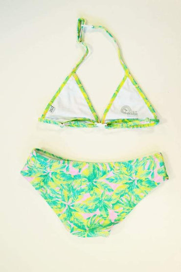 Just Beach-Meisjes Bikini Goa- leaves pink-Green