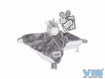 VIB- Pluche Knuffeldoekje Unicorn-Grijs