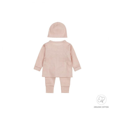 Dirkje-2 pce babypakje + muts organic cotton-Light dusty pink