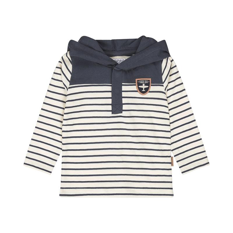 Dirkje-Jongens T-shirt ls met capuchon- Navy