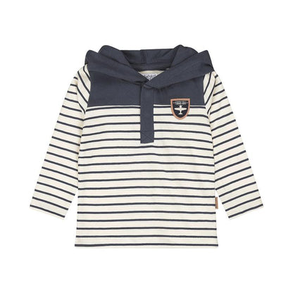 Dirkje-Jongens T-shirt ls met capuchon- Navy