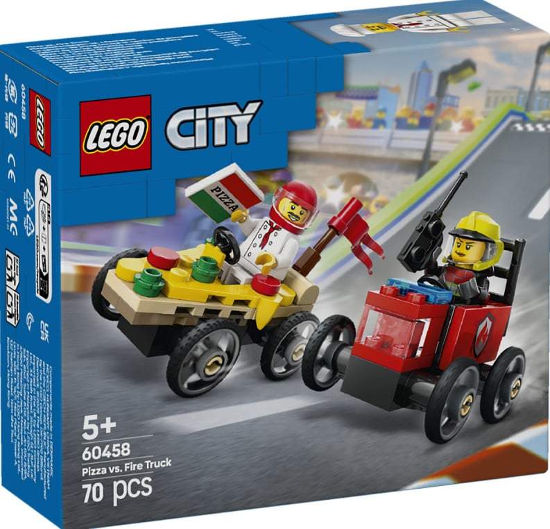 LEGO-City Voertuigen Racepakket: Pizzawagen vs. Brandweer-60458