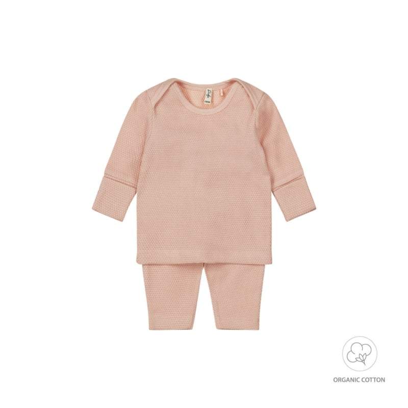 Dirkje-2 pce meisjes babypakje organic cotton-Light dusty pink