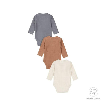 Dirkje-Baby jongens romper 3-pack ls organic cotton-Meerdere kleuren