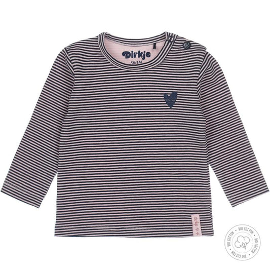 Dirkje-Baby Meisjes  t-shirt l.s Bio Cotton-Navy-Licht roze