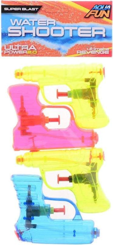 Johntoy-Aqua fun waterpistool 4-pack shooter +/- 11 cm.-Meerdere kleuren