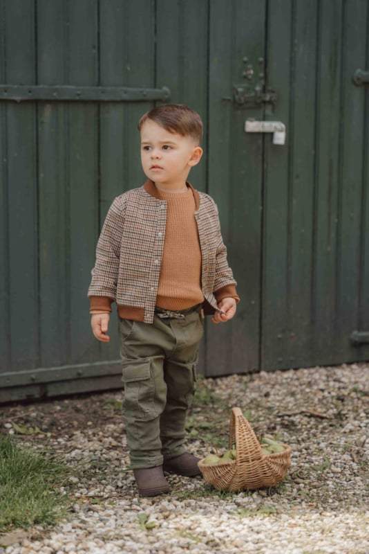 Little Dutch-Jongens Broek-Cargo jogging -Donker groen