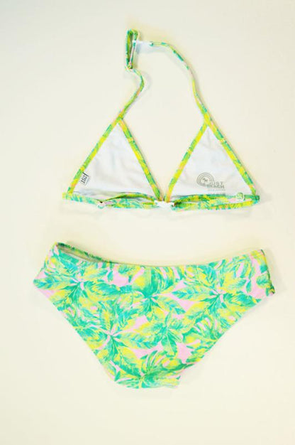 Just Beach-Meisjes Bikini Goa- leaves pink-Green