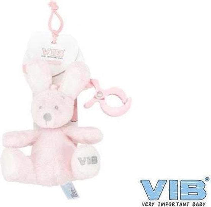 VIB-Girls Pluche Konijn Zittend met Clip en Trekkoord-Rose