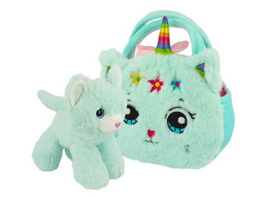Knuffel met handtasje Cuties-Kat Licht blauw