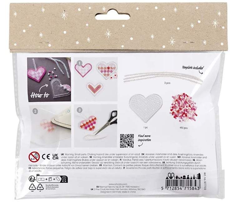 SES Creative-  Mini Hobbyset Strijkkralen-  Kerstharten roze