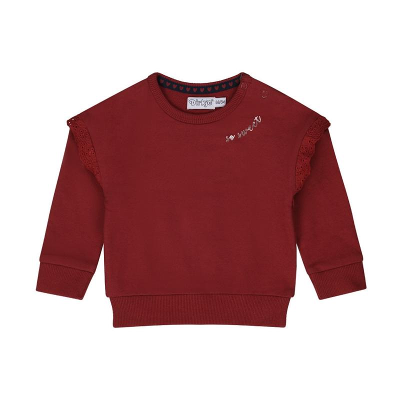 Dirkje-Meisjes sweater lage schouder-Donker rood