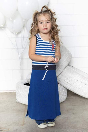 Lovestation22-Meisjes jurk Maxi Goldy-Blauw