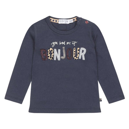 Dirkje-Girls T Shirt Ls -Navy