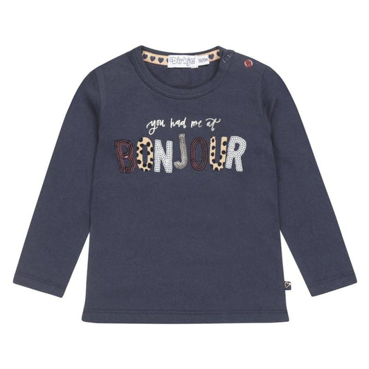 Dirkje-Girls T Shirt Ls -Navy