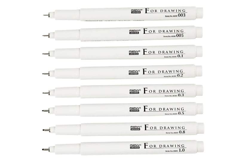 Creotime-Fine Line Drawing Markers-8pcs-waterproof-Black