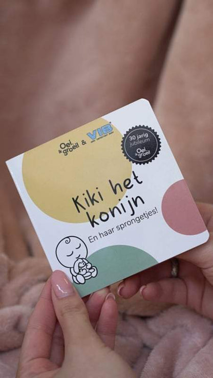 VIB-Pluche Konijn houdt doekje vast-Oei ik groei-White-Mint