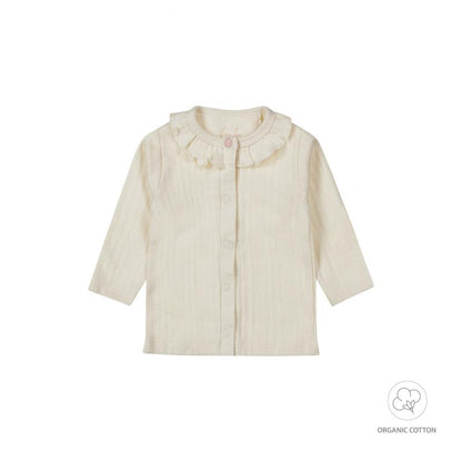 Dirkje-Baby meisjes blouse ls organic cotton-Gebroken wit