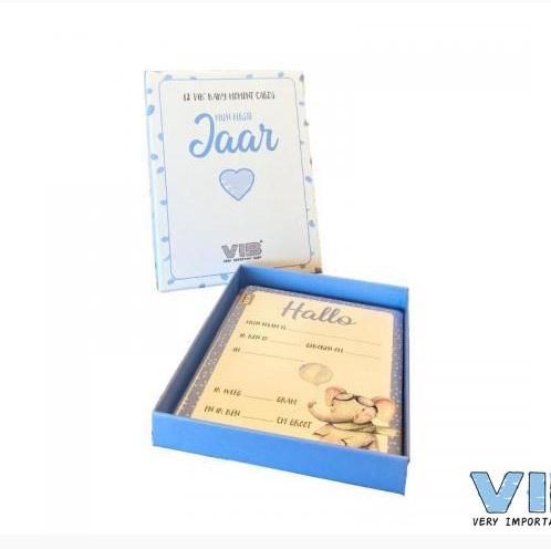 VIB-Box met 12 VIB® Baby moment cards 'Mijn eerste jaar'Boy-Licht blauw