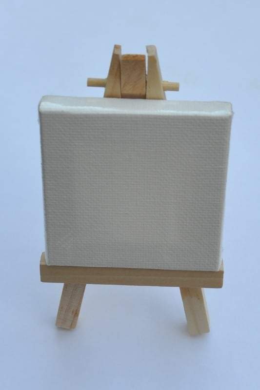 Gespannen mini canvas met schildersezeltje