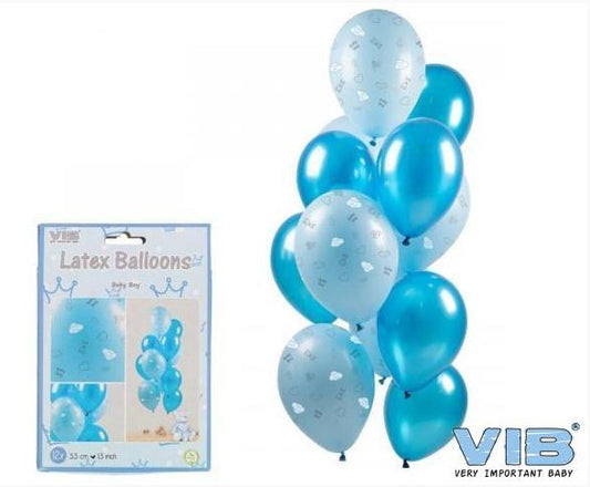 VIB- Latex Ballonnen Baby Jongen Blauw 33cm (12st)