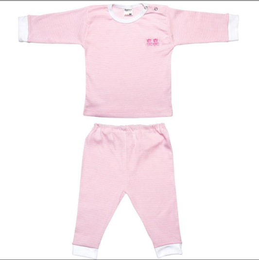 Beeren pyjama baby roze streepje met borduur-Rose