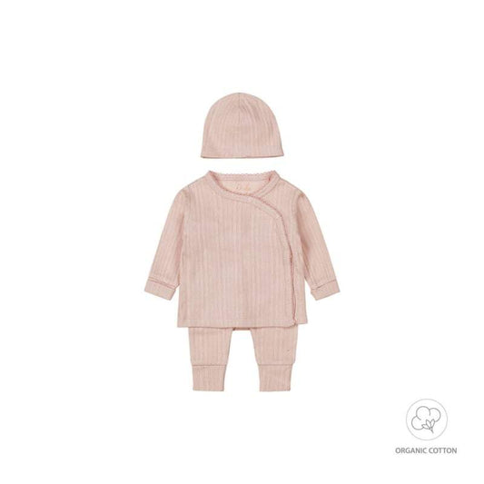 Dirkje-2 pce babypakje + muts organic cotton-Light dusty pink