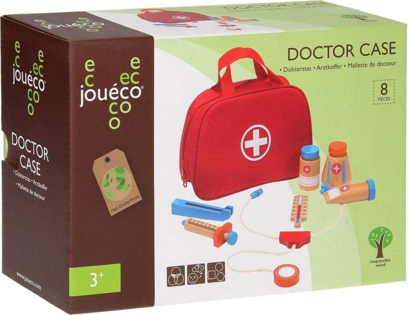 Joueco - Dokterstas met accessoires 11-delig-Red