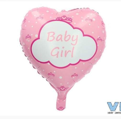 VIB-Folie Ballon Hart 45cm 'Baby Girl' -Licht roze