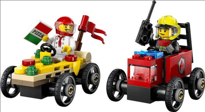 LEGO-City Voertuigen Racepakket: Pizzawagen vs. Brandweer-60458