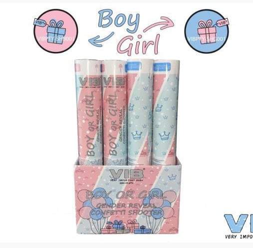 VIB-Gender reveal confetti shooter- Girl roze