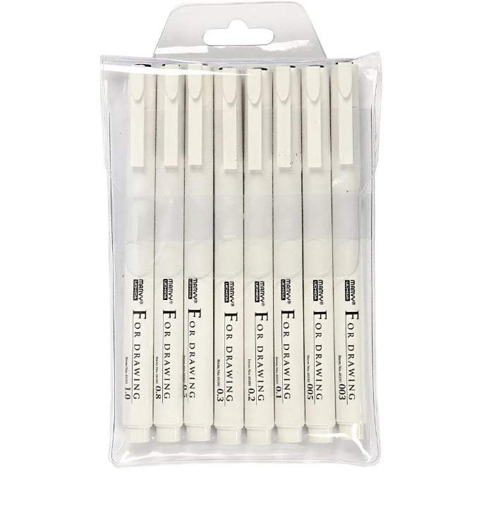 Creotime-Fine Line Drawing Markers-8pcs-waterproof-Black