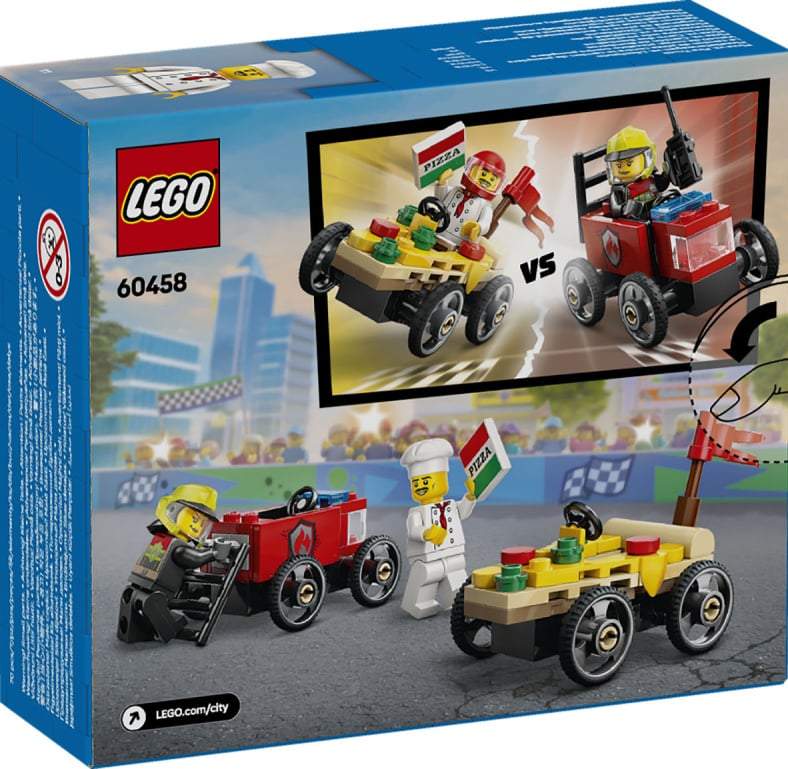 LEGO-City Voertuigen Racepakket: Pizzawagen vs. Brandweer-60458