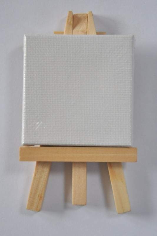 Gespannen mini canvas met schildersezeltje